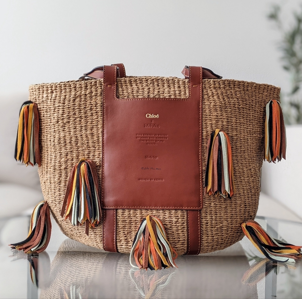 Chloe Tassel Raffia Bag